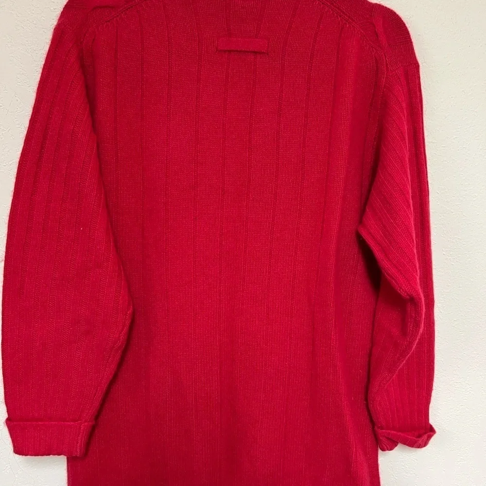 VTG The limited angora wool blend cherry red v-neck cableknit sweater S
